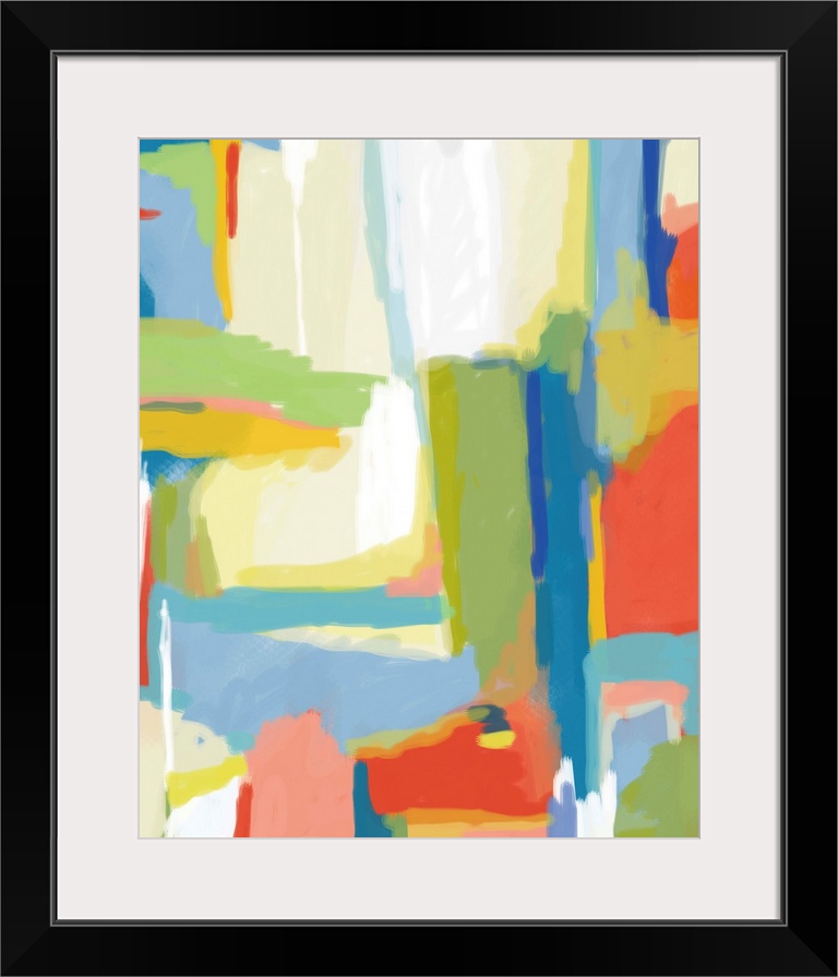 A contemporary abstract with bright colors that pop to give it a modern feel. It contains different shades of blue, green,...