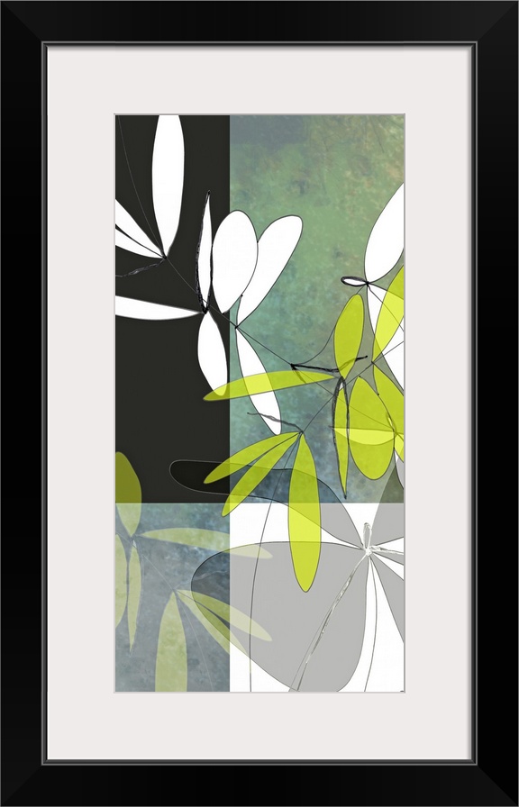 Art print created from original illustrations of leaves and rendered digitally with layers and textures.