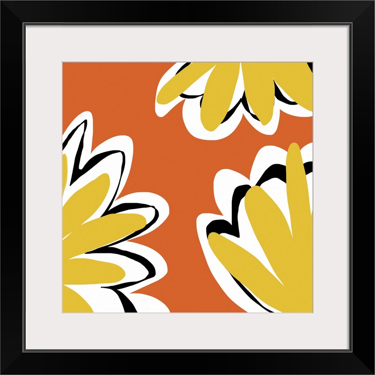 A graphically fun yellow and Orange flower designed for residential and commercial spaces. The set comes in seven differen...