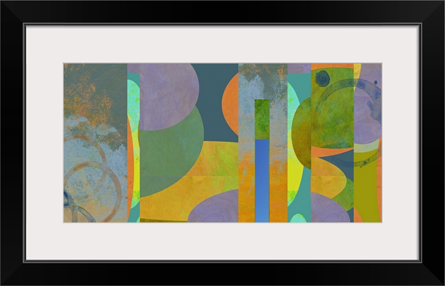 A collage of original acrylic paintings all woven together to create a colorful image.