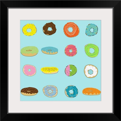 Sixteen Donuts On Aqua