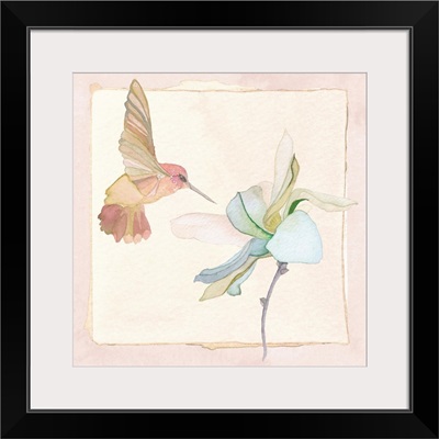 Hummingbird and Flower - Rose Quartz