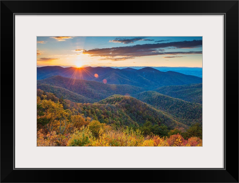 Autumn Sunset, Blue Ridge Mountains, Shenandoah National Park, Virginia, Usa