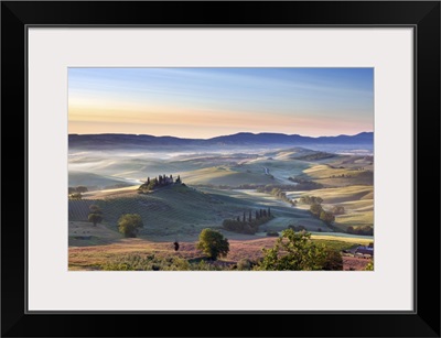 Belvedere And Countryside At First Light, San Quirico d'Orcia, Tuscany, Italy