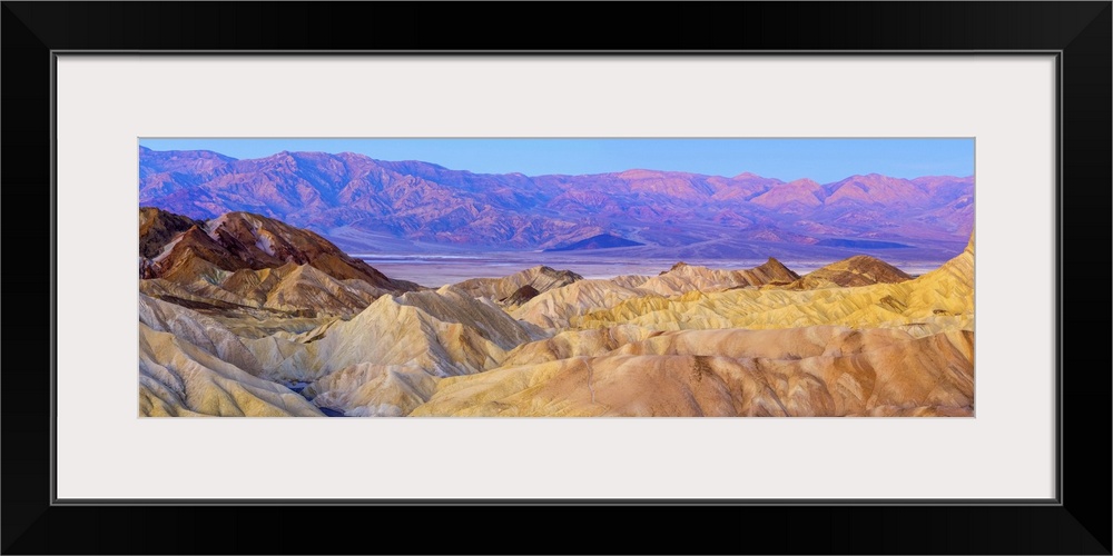 USA, California, Death Valley National Park, Zabriskie Point, Panamint Range of mountains beyond.