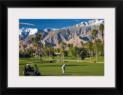 California, Palm Springs, Desert Princess Golf Course and Mountains, winter