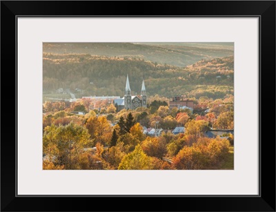 Canada, Quebec, Baie St-Paul, Elevated View Of Town Church, Autumn