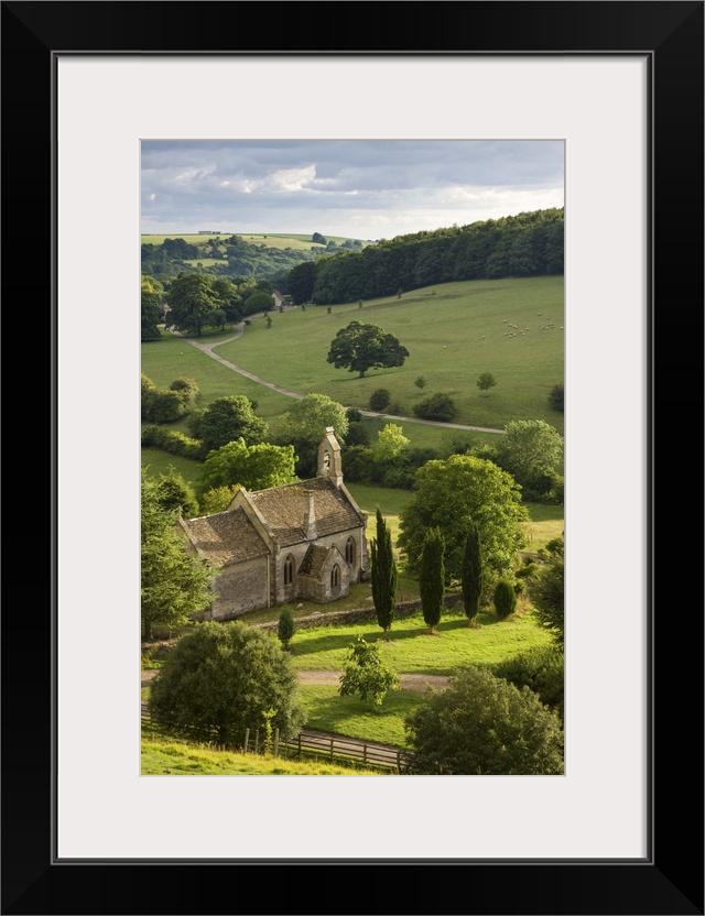 Church of St Mary the Virgin surrounded by beautiful countryside, Lasborough in the Cotswolds, Gloucestershire, England. S...