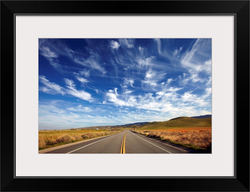 Cirrus Clouds Over Road, Antelope Valley, California, USA