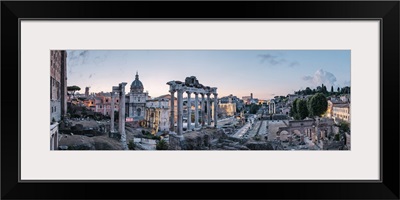 Coliseum, Temples And Old Ruins Seen From The Roman Forum, Rome, Lazio, Italy