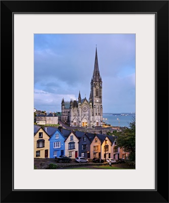 Deck Of Cards Colorful Houses And St. Colman's Cathedral At Dusk, Ireland