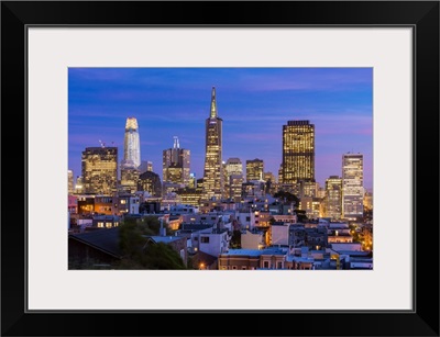 Downtown skyline at dusk, San Francisco, California