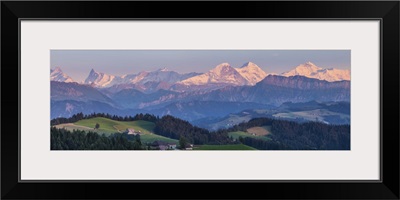 Emmental Valley and Swiss alps in the background, Berner Oberland, Switzerland