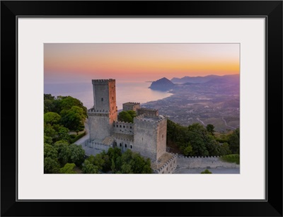 Erice, Sicily, The Norman Castle At Sunrise