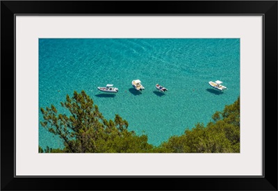 Europe, Italy, Sardinia. View Of The Boats In Cala Luna
