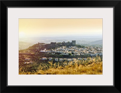 Fortified medieval hilltop town of Castelo de Vide topped by a castle
