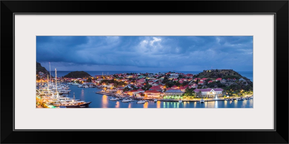 French West Indies, St-Barthelemy, Gustavia, Gustavia Harbor from Fort Gustave, dawn