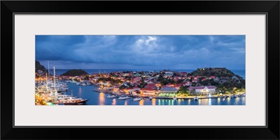 French West Indies, St-Barthelemy, Gustavia, Gustavia Harbor from Fort Gustave, dawn