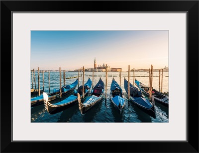 Gondolas At St Mark's Waterfront, Venice, Veneto, Italy.
