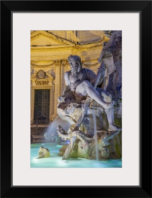 Italy, Rome, Piazza Navona, Fontana Dei Quattro Fiumi, River God Ganges