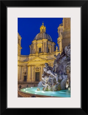 Italy, Rome, Piazza Navona, Fontana Dei Quattro Fiumi, River God Ganges