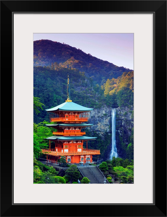 Japan, Wakayama Prefecture, Kumano Kodo Pilgrimage Trail (UNESCO Site), Nachi Taisha Pagoda and Waterfall