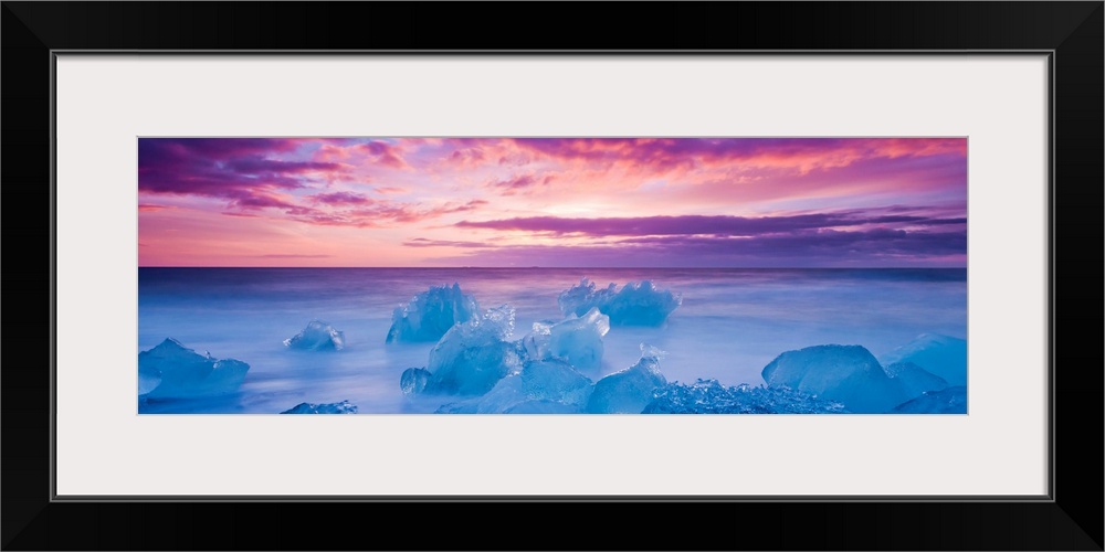 Jokulsarlon Beach At Sunset, Iceland