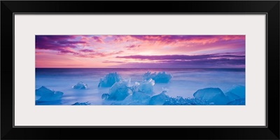 Jokulsarlon Beach At Sunset, Iceland