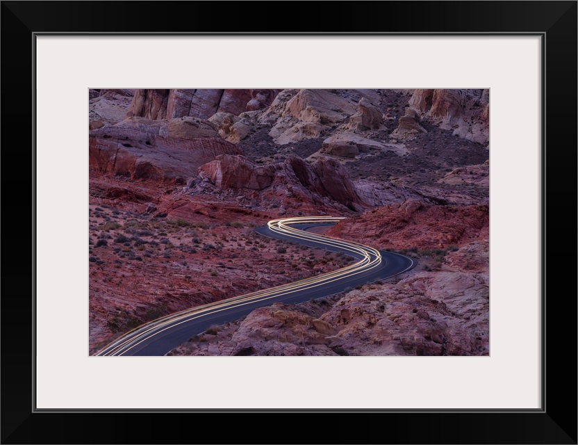 Light Trails Though Valley Of Fire State Park, Nevada