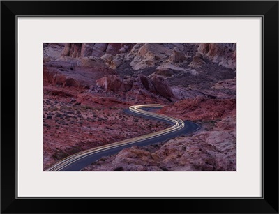 Light Trails Though Valley Of Fire State Park, Nevada