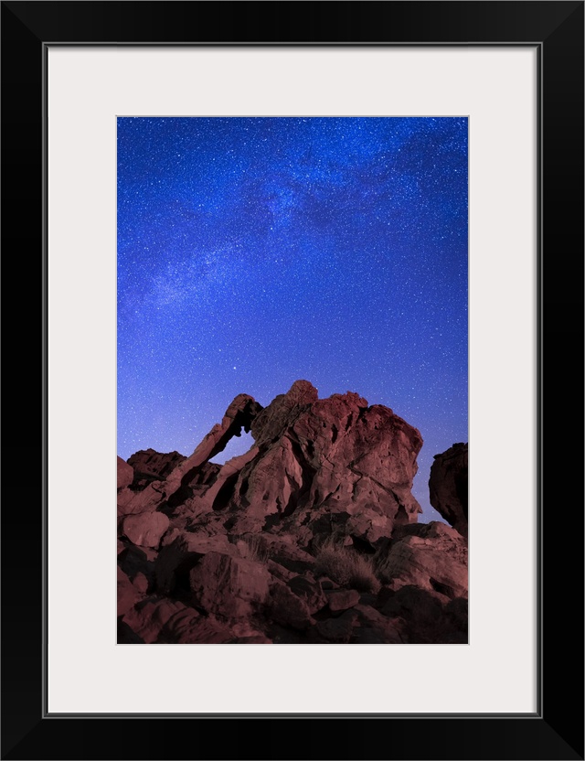 Milky way above Elephant rock formation, Valley of Fire State Park, Nevada, Western United States, USA