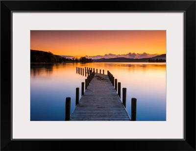 Monk Jetty At Sunset, Coniston Water, Lake District National Park, Cumbria, England