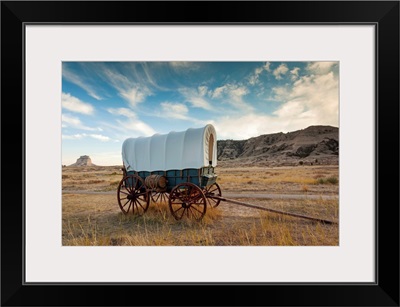 Nebraska, Scottsbluff, Scotts Bluff National Monument and pioneer wagon train