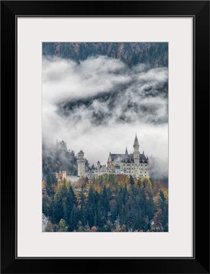 Neuschwanstein Castle In Mist, Fussen, Bavaria, Germany