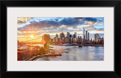 New York City, Lower Manhattan and Brooklyn Bridge