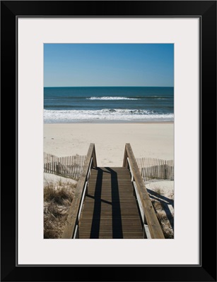 New York, Long Island, The Hamptons, Westhampton Beach, beach view from beach stairs