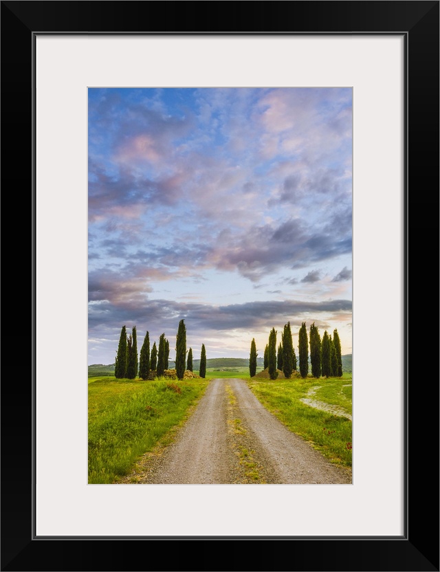 Orcia Valley, Tuscany, Italy. Tuscan hills at sunrise.