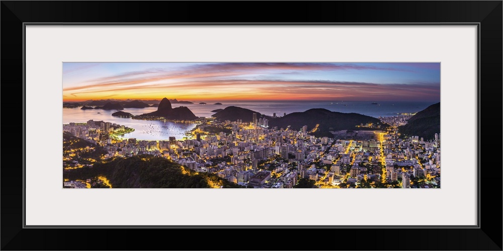 Pao Acucar or Sugar loaf mountain and the bay of Botafogo, Rio de Janeiro, Brazil, South America.