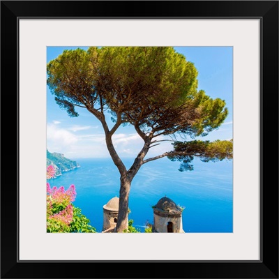 Ravello, Amalfi Coast, Sorrento, Italy. View of the coastline from Villa Rufolo