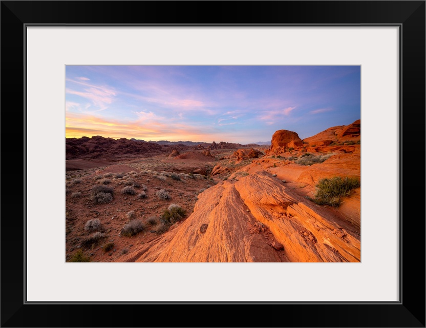 Red rocks at White Domes area at sunset, Valley of Fire State Park, Nevada, Western United States, USA