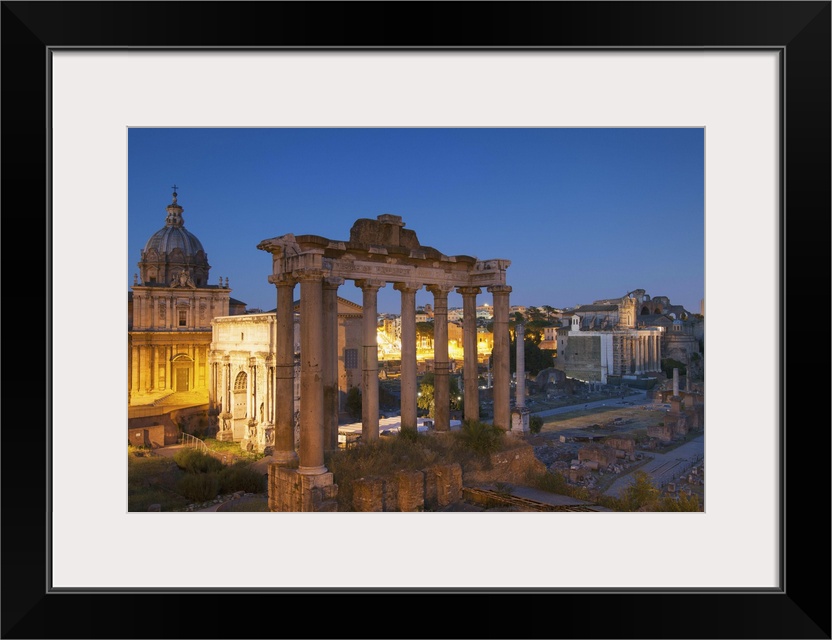 Roman forum (UNESCO World Heritage Site) at dusk, Rome, Lazio, Italy
