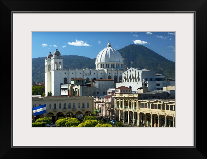 San Salvador, El Salvador, Plaza Libertad, Metropolitan Cathedral Of The Holy Savior, San Salvador Volcano Consisting Of E...