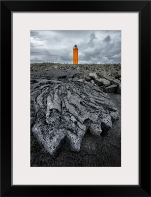 Selvogsviti Lighthouse And Ancient Lava Flow, Strandakirkja, Iceland