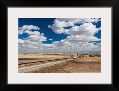 South Dakota, Cactus Flat, elevated view of Interstate highway I-90