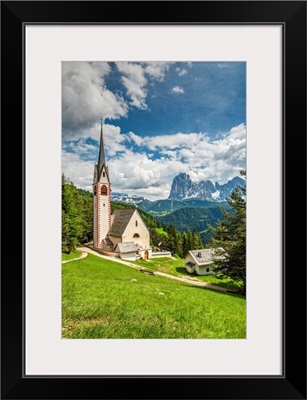 St. Jakob Church With Langkofel - Sassolungo Mountains, South Tyrol, Italy