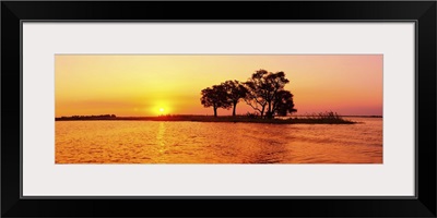 Sunset and Island, Chobe River near Kasane,Africa, Botswana, Chobe National Park