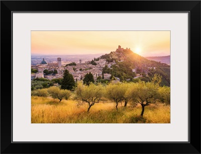 Sunset Over Assisi, Perugia Province, Umbria, Italy