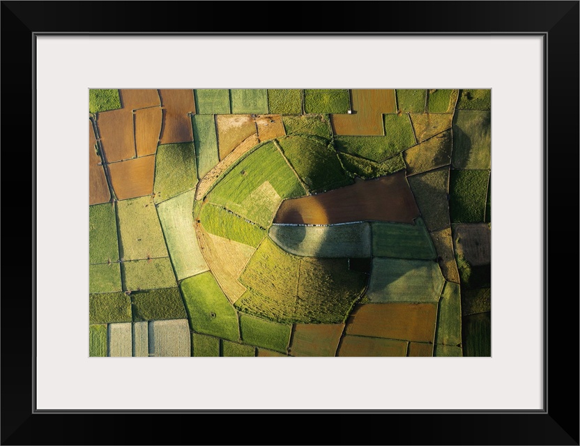 Terceira island, Azores, Portugal, Craters and pasture fields.