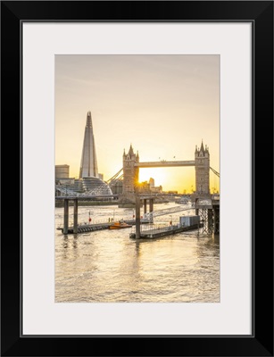 Tower Bridge And The Shard, River Thames, London, England, UK