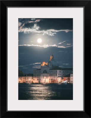 Venice, Italy, Santa Maria Della Presentazione Church And Giudecca Skyline At Night